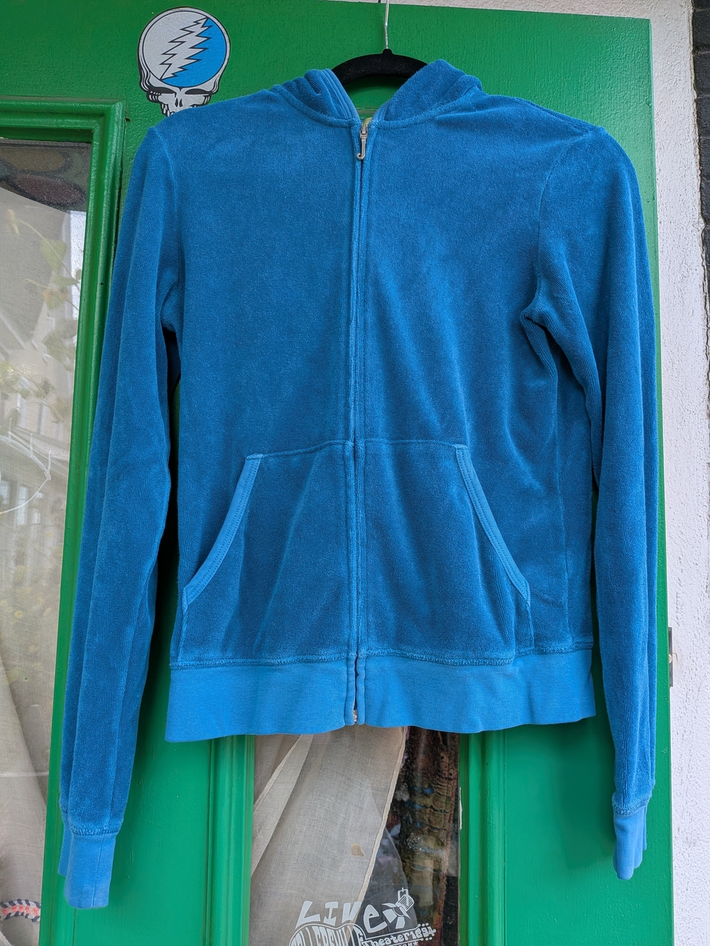 Juicy Couture Velour Zip Hoodie, Large, y2k 00s 90s Turqioise Track Jacket